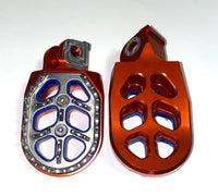 Thumbnail for Footpegs- MX Style CNC, ORANGE With Blue Accents to Fit ALL Pūr-Speed Balance Bikes | P99-119