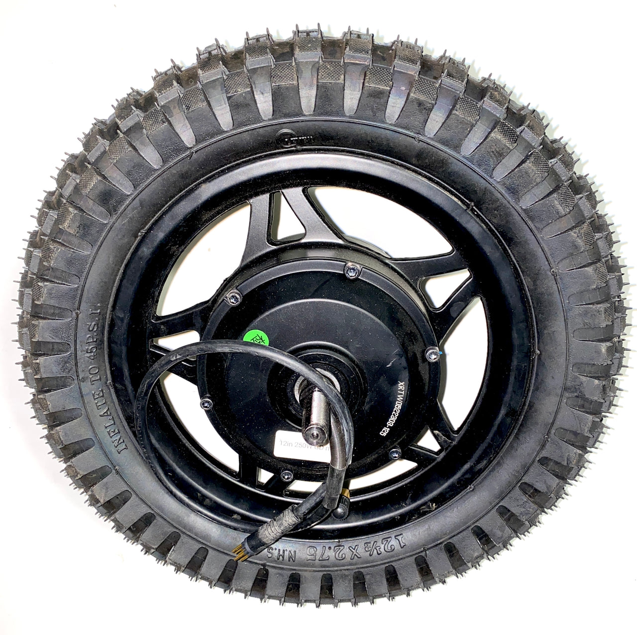 12" Rear Wheel, 36v/250W Gear Drive Hub Motor, Tube, and Tire Assembly | P12-203