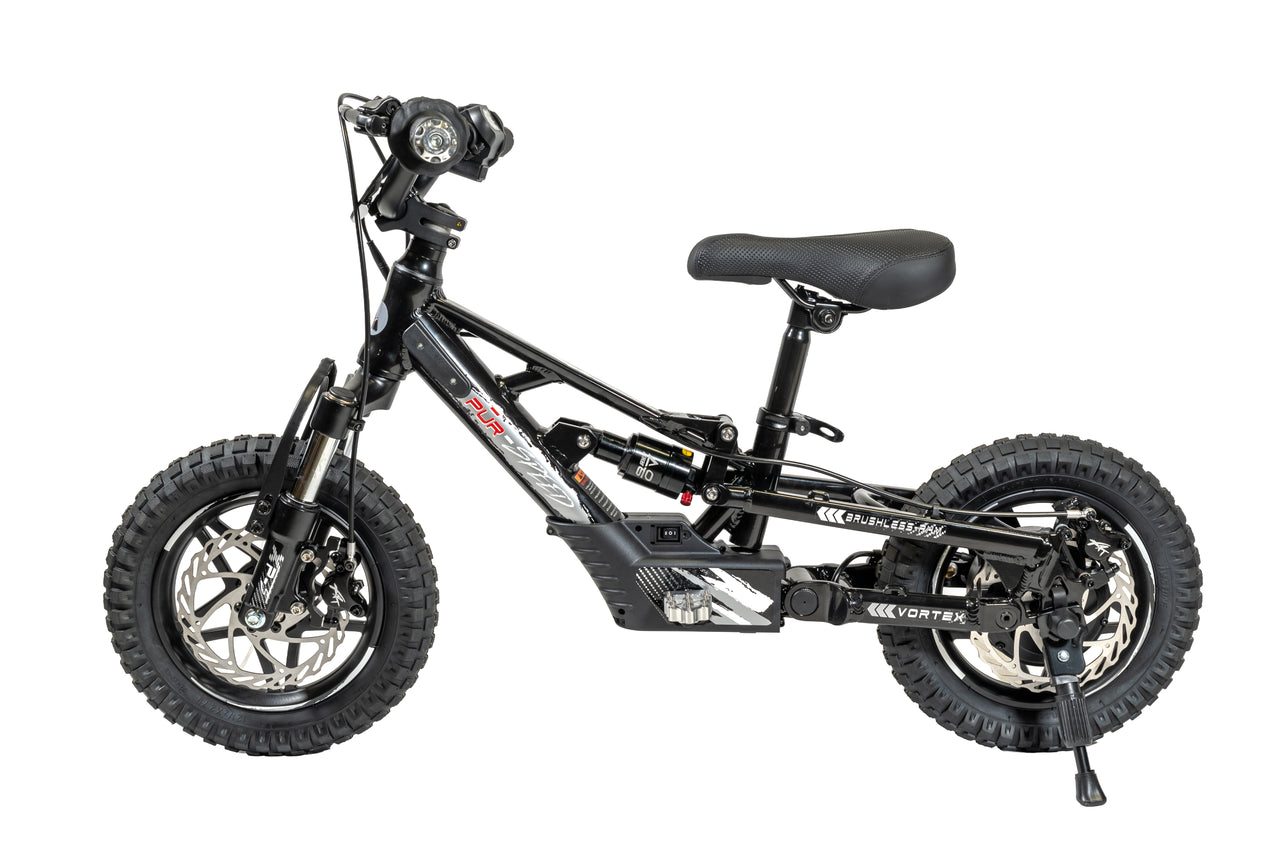 Pῡr-Speed 12" Xtreme ULTRA Electric Balance Bike with FULL SUSPENSION, 36v/250w Motor and 5.0Ah Battery