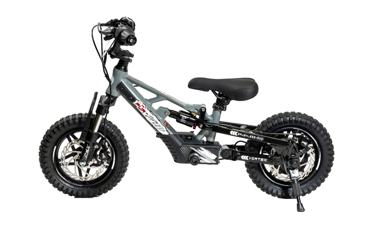 Pῡr-Speed 12" Xtreme ULTRA Electric Balance Bike with FULL SUSPENSION, 36v/250w Motor and 5.0Ah Battery