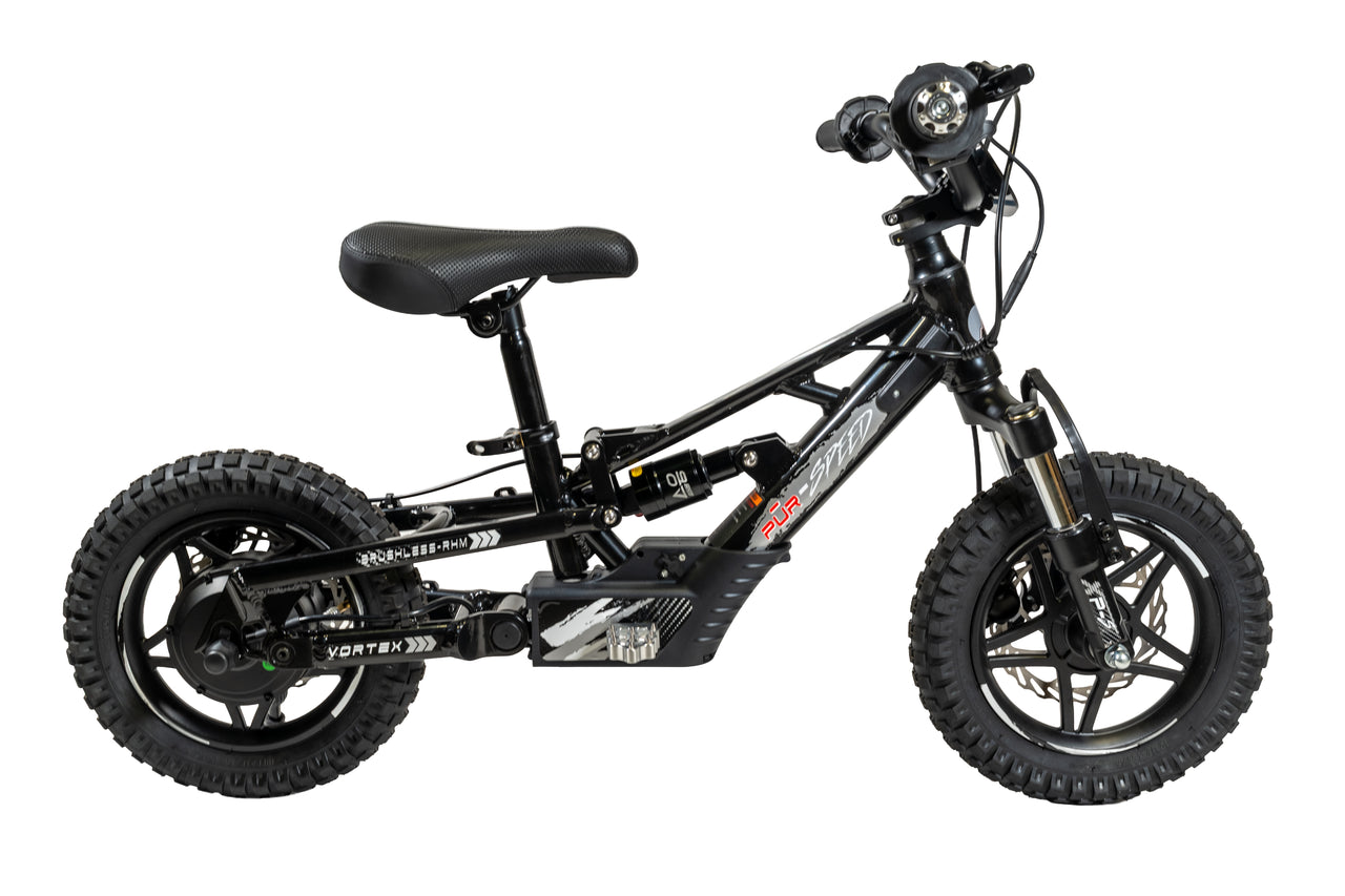 Pῡr-Speed 12" Xtreme ULTRA Electric Balance Bike with FULL SUSPENSION, 36v/250w Motor and 5.0Ah Battery