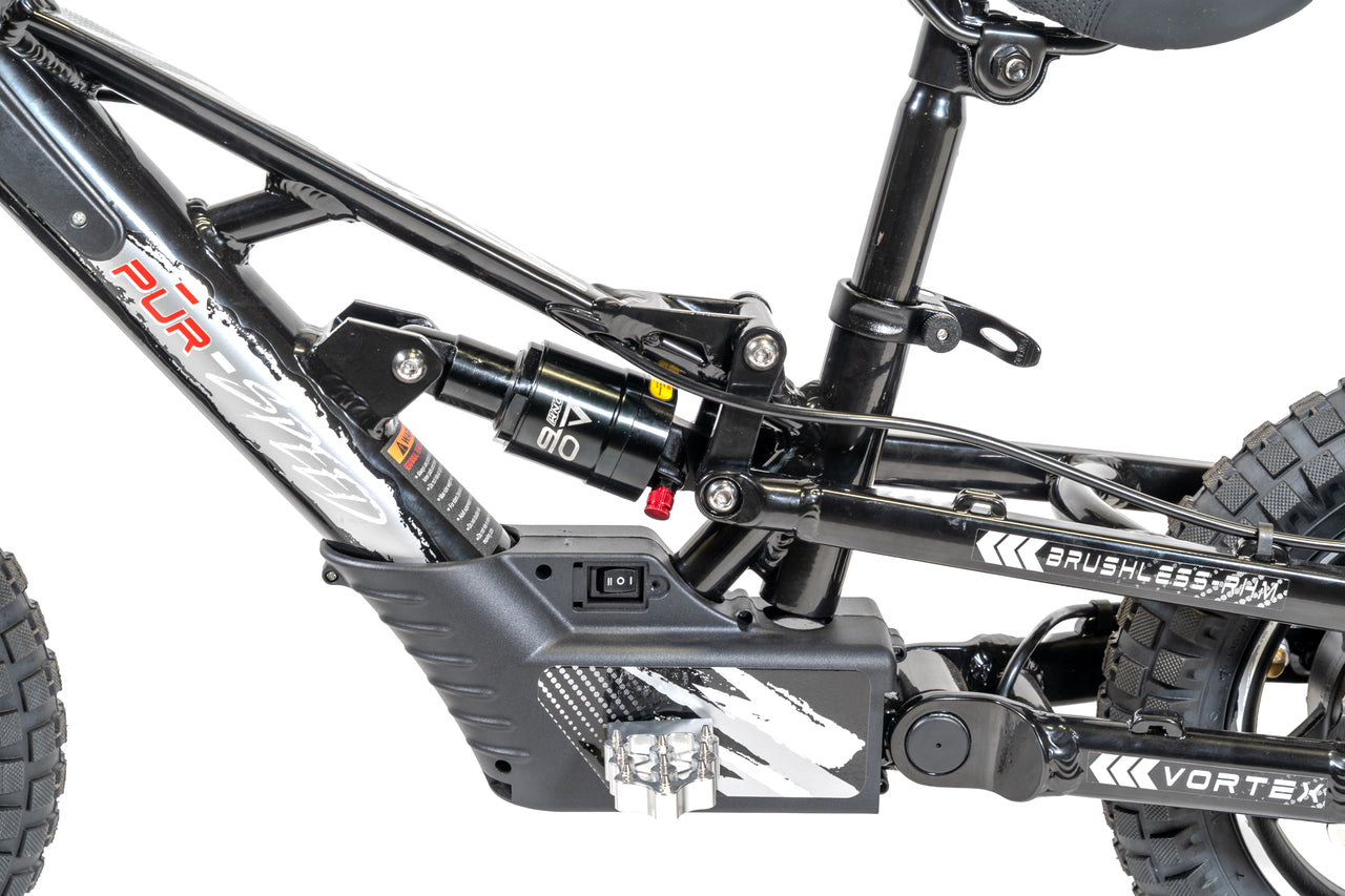 Pῡr-Speed 12" Xtreme ULTRA Electric Balance Bike with FULL SUSPENSION, 36v/250w Motor and 5.0Ah Battery