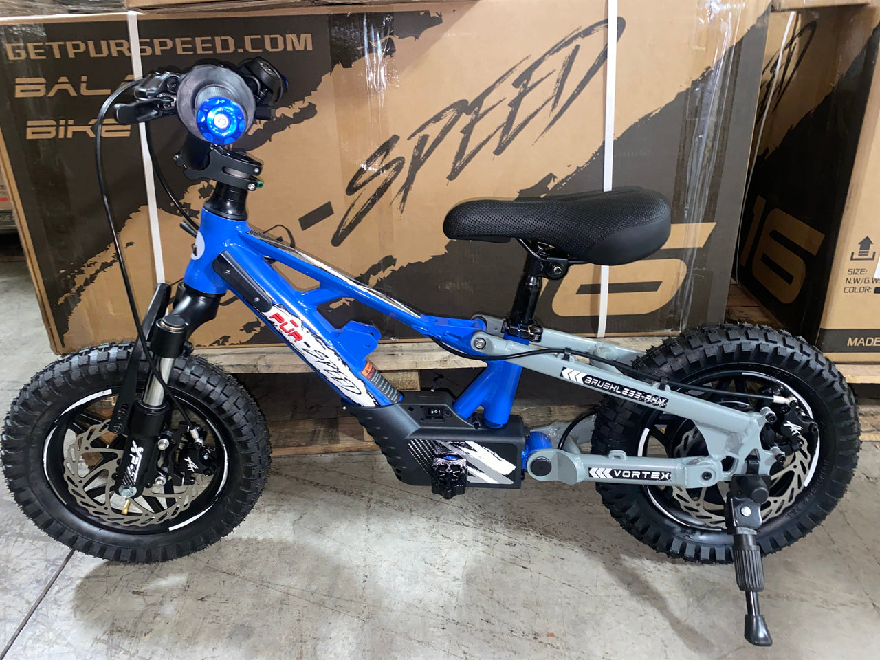 Pῡr-Speed 12" Xtreme ULTRA Electric Balance Bike with FULL SUSPENSION, 36v/250w Motor and 5.0Ah Battery