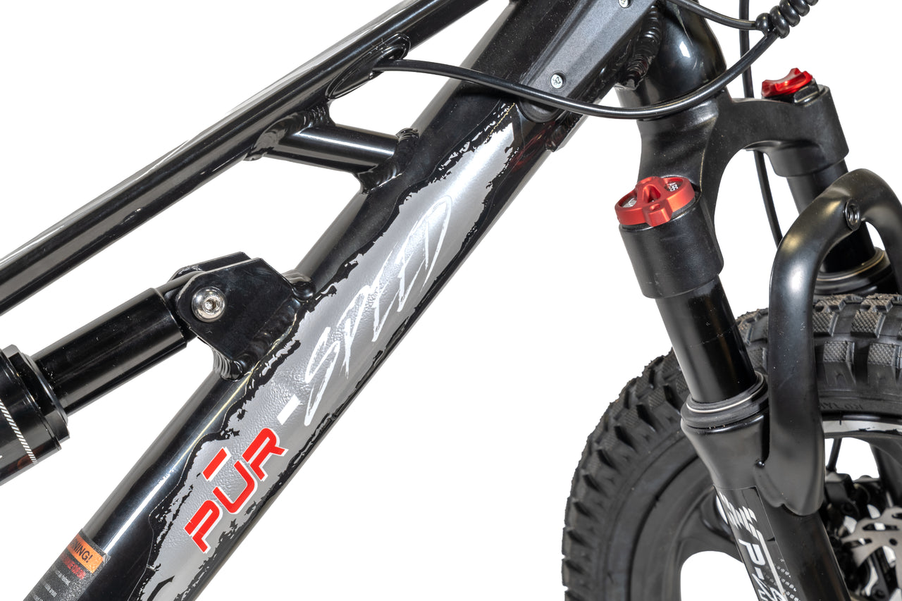 Pῡr-Speed 16" Xtreme ULTRA Electric Balance Bike with FULL SUSPENSION, 52v/350w Motor and 5.0Ah Battery