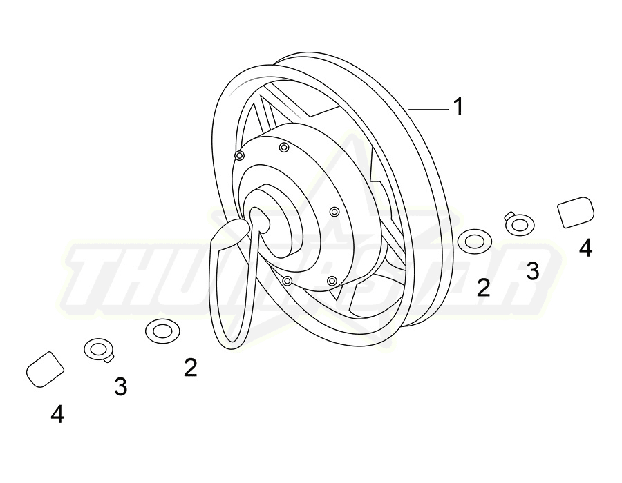 12" Rear Wheel, 24v/180W Hub Motor Assembly | TS-7807