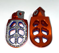 Thumbnail for Footpegs- MX Style CNC, ORANGE With Blue Accents to Fit ALL Pūr-Speed Balance Bikes | P99-119