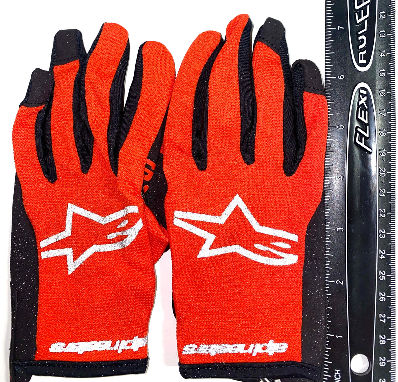 Children's MX Gloves- Alpine Stars Radar (Size Youth M) HOT ORANGE and BLACK