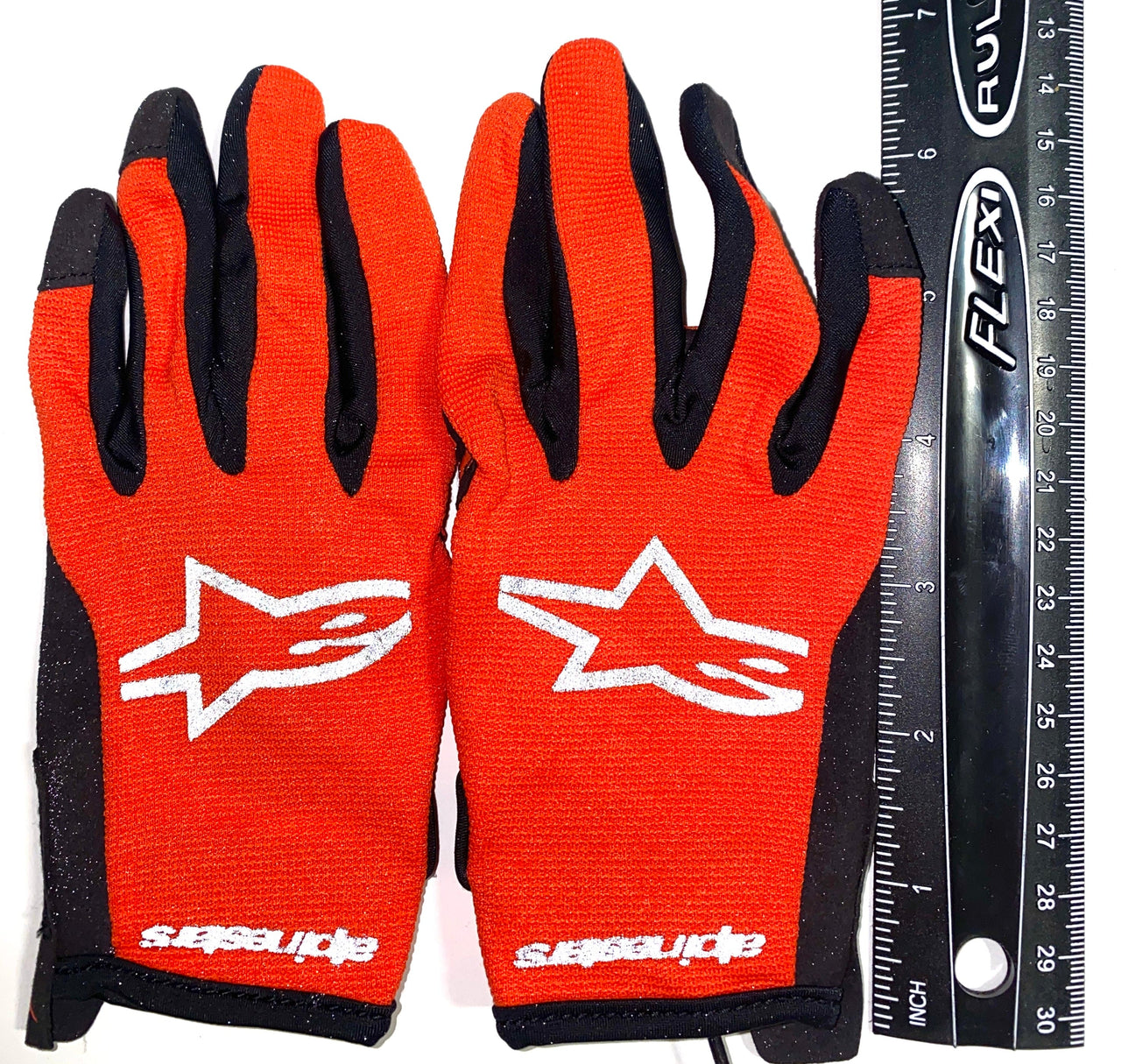 Children's MX Gloves- Alpine Stars Radar (Size Youth S) HOT ORANGE and BLACK